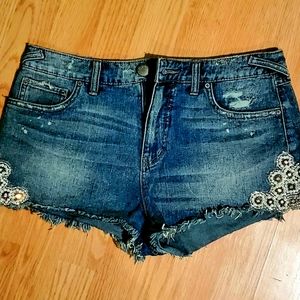Free people shorts with flower beads